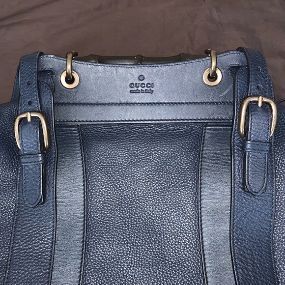 LIMITED EDITION GUCCI LEATHER BACKPACK - NAVY - Picture 4 of 8